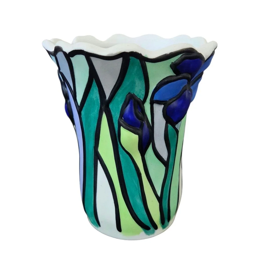 Vintage Porcelain Bisque Tealight Candle Holder‎ IRIS Hurricane Lamp Shade Cover